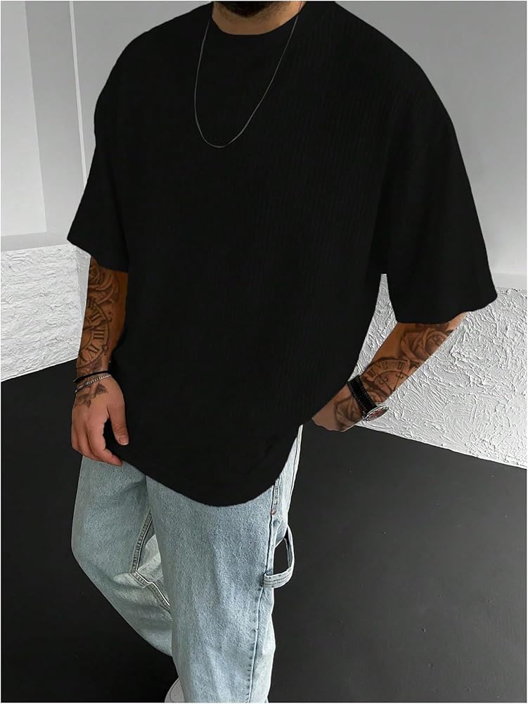 トップス HALF SLEEVE SWEAT SHIRT oblada Verdusa Men's Fashion T Shirts Short Half Sleeve Athletic Workout